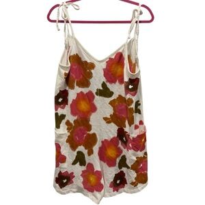 Jungmaven Hand Stamped Floral Sespe Short Romper Hemp Cotton Size Small NEW